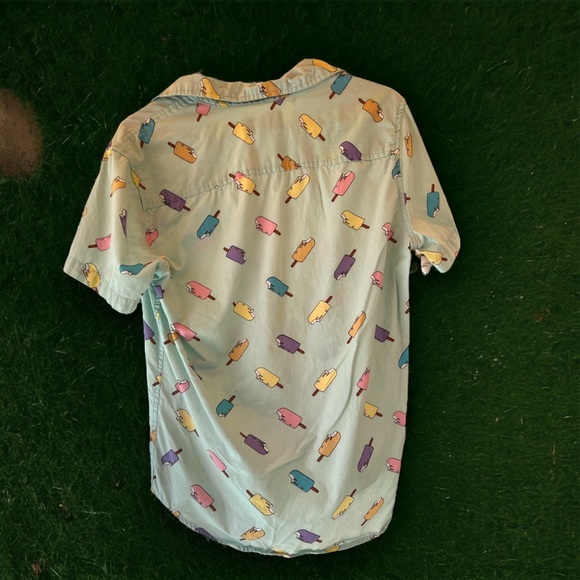 21Men  Size XS Button Up Shirt Popsicle So Cute Summer Short Sleeve Shirt. Blue. - Picture 5 of 7